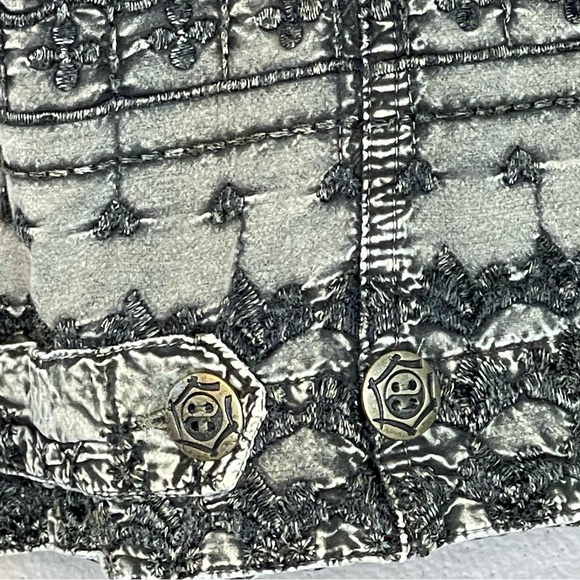 Chicos Design Embroidered Shacket Size 16 Jacket Metal Buttons Green - Picture 5 of 12